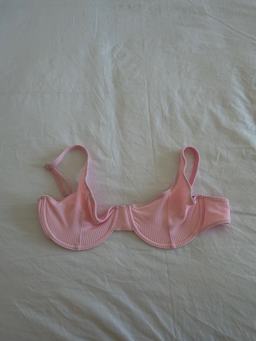 Frankie's Bikinis Pink Ribbed Underwire Bikini Top